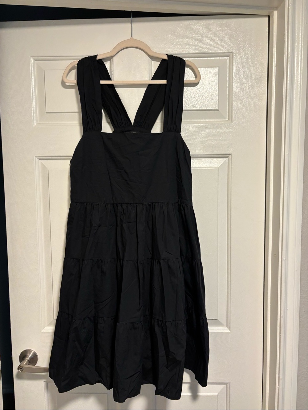 NEW Banana Republic Black Tiered Dress with Wide Straps 100% Cotton
